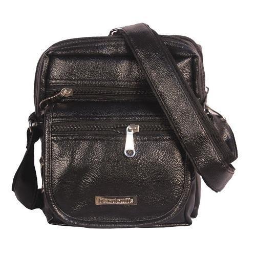 Outer Polyurethane And Inner Rexin Material Made 2 Compartments Black Color Mens Sling Bag Wheels: No