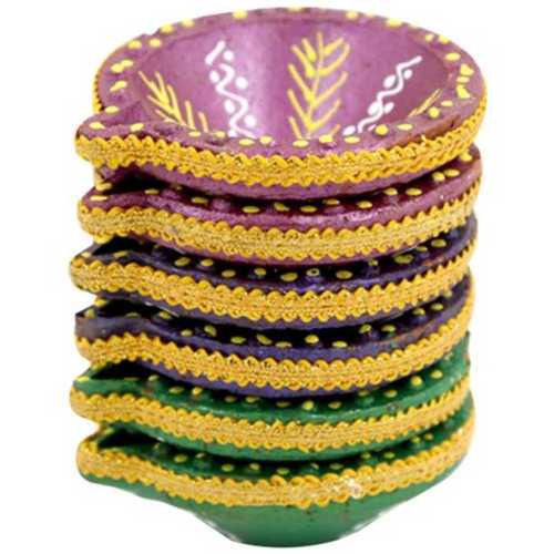 Various Religious Decorative Readymade Ghee Clay Diya With Different Pattern And Color