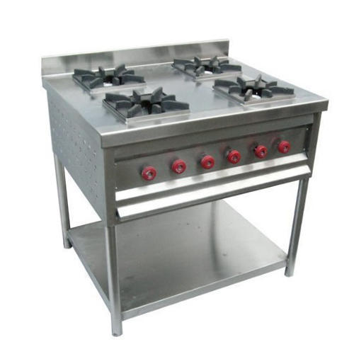 Manual Stainless Steel Polished 4 Burner Range For Hotel, Kitchen, Restaurant