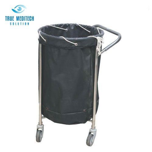 Eco-Friendly 3 Wheel Powder Coated Stainless Steel Hospital Soiled Linen Canvas Bag Trolley