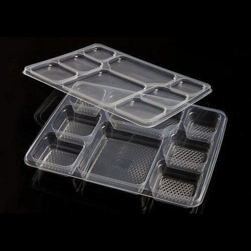 8 Cp Compartment Disposable Food Grade Safe Transparent Plastic Meal Food Lid Tray For Hotel Restaurant