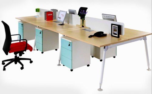 Aspire Modular Office Workstation Desking With 4 Sitting Capacity And Metal Frame