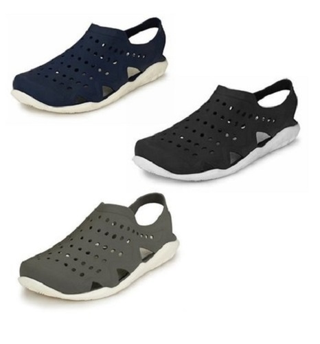 काले और नेवी ग्रे रंग के क्लॉग स्टाइल पुरुषों के सैंडल सफेद रंग के साथ सोल हील का आकार: लो हील