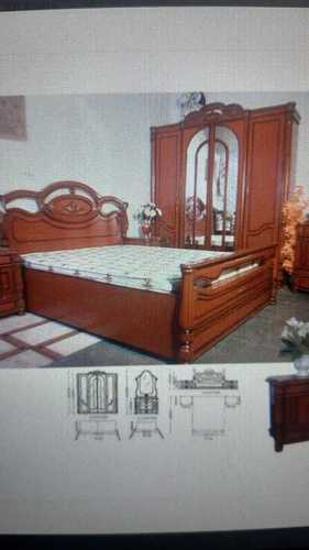 Brown Color Pure Wooden Bed With Storage Box And Headboard For Home Use