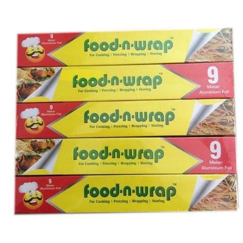 Silver Food Wrapping Disposable Half Hard Coated Aluminium Foil 9 Meter Roll For Home Hotel