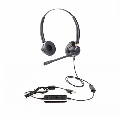 Black Gd510-Usb-Qd Headset For Call Center, Adjustable, Clear Sound, Durable, High Base Quality