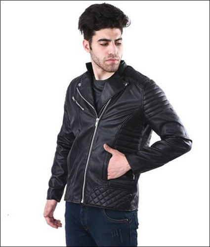 Mens Full Sleeve Pu Leather Black Jacket