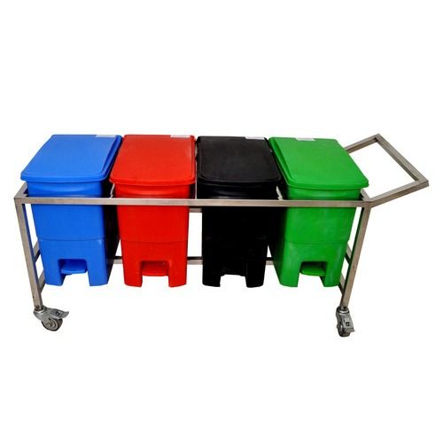 Hdpe Multicolor Rectangular Shape 4 Set Portable Hospital Use Bio Medical Waste Bin