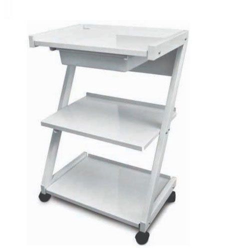 Eco-Friendly Rectangular Mild Steel Made Rust Proof White Hospital Ecg Machine Trolley