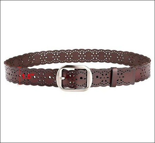 Cherry Stainless Steel Buckle Pure Leather Belts For Ladies