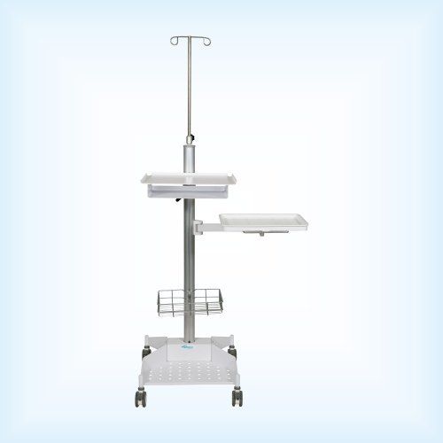 Vertical Shape With 4 Wheel White Mild Steel Hospital Use Instrument Trolley