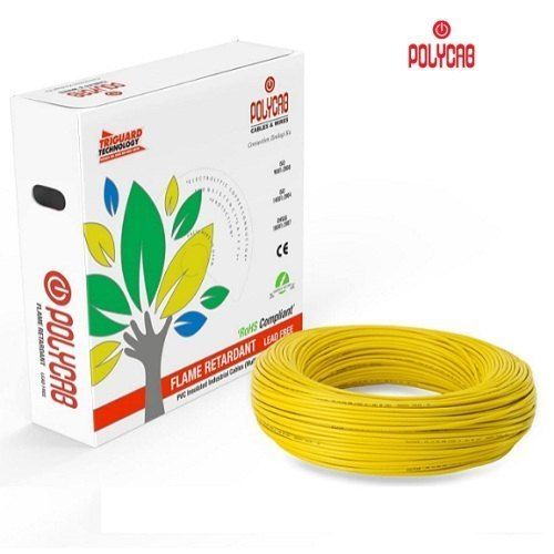 Yellow 1100 V 90M 24 A 0.5Sqmm Single Core Copper Conductor Fr Polycab Wires For Homes 