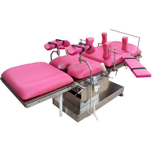 6 X 2.5 Feet Leather Sheet With Stainless Steel Hospital Pink Classic Delivery Table