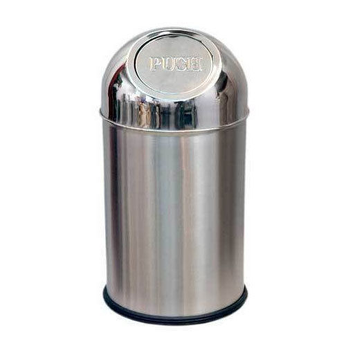 Anti Rust Silver Color Stainless Steel Push Can Bin For Offices, Bars And Hotels Application: Housekeeping