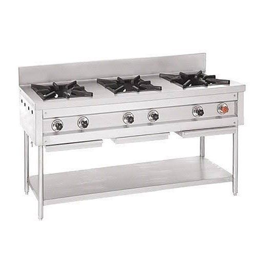 Rectangular Stainless Steel Commercial Manual Cooking Range Burner Stove With Three Burner
