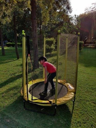 Yellow 5ft Deluxe Trampoline With Safety Net for Household and Schools