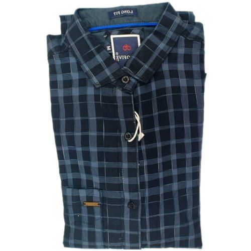 Blue Regular Wear Shrink Resistance Mens Cotton Full Sleeves Checked Shirt Age Group: Adult