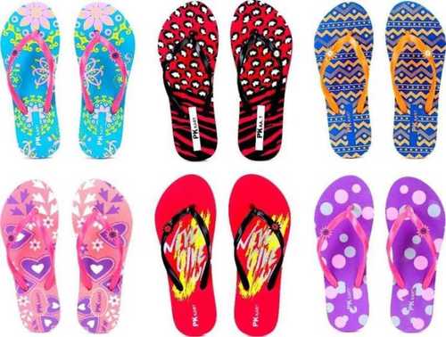 Multicolor Daily Wear Ladies Comfort Stylish Rubber And Eva Colorful Printed Slippers