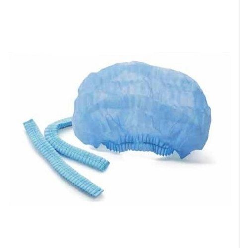 Disposable Non Woven Stretchable Blue Head Hair Covering Bouffant Cap