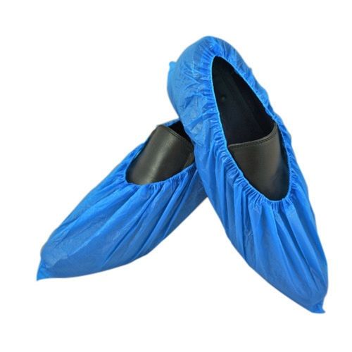 Plain Free Size Anti Slip Disposable Blue Non Woven Medical Hospital Shoe Cover