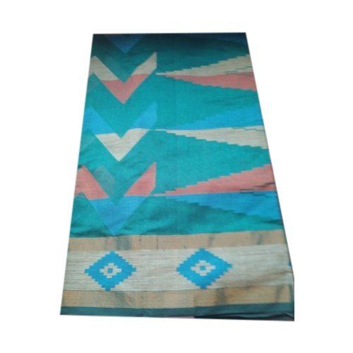 Sky Blue Printed Casual Wear Ladies Silk Cotton Saree with 1 Meter Blouse Piece