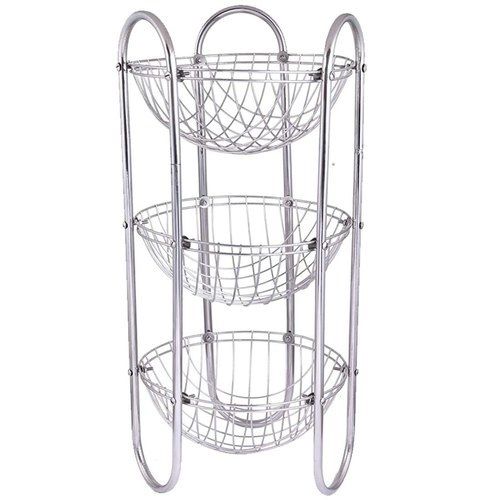Stainless Steel Silver Color Round Fruits And Vegetable Basket For Storage