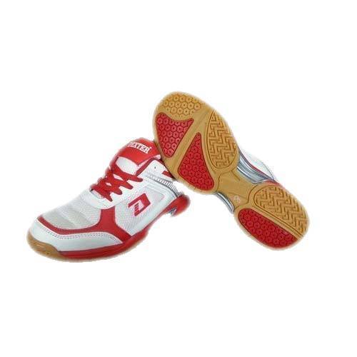 Multi-Color White And Red Color Tear Resistance Lace Up Designer Badminton Shoes