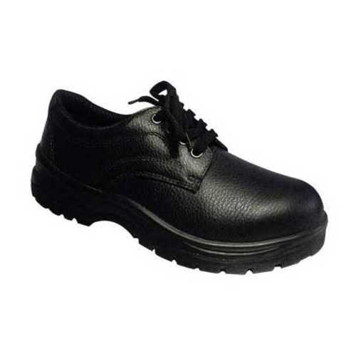 Black Light Weight Flat Heel Men Leather Safety Shoes For Industrial Use