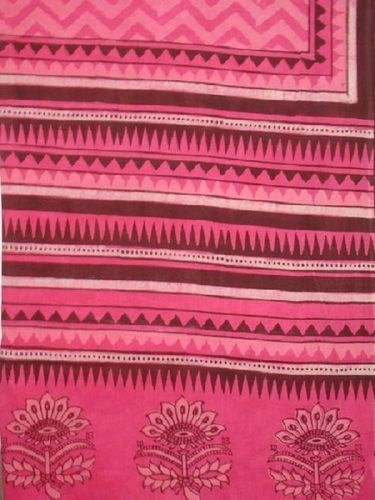 Ruby Pink Casual Wear Skin Friendly Highly Comfortable Beautiful And Gorgeous Ladies Dabu Print Mul Cotton Saree With Blouse Piece