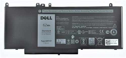 62 Wh Dell Laptop Lattitude E5570 6Mt4T Battery - Color: Black