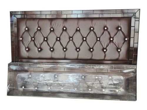 Brown Wooden Polished Carved Rectangular Double Bed Headboard For Home