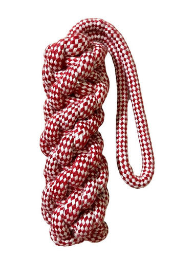 Red & White Cotton Rope Dog Toy For Tug Fetch And Throw For Dog