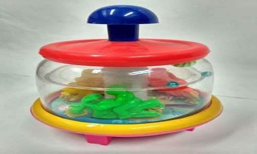 Multi Colored Light Weight Plain Design Plastic Body Push And Spin Toys