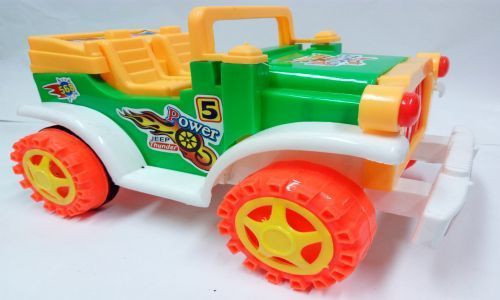 Multi Colored Plastic Body Polished Finish Jeep Toys For Kids With Orange And Yellow Color Tyre