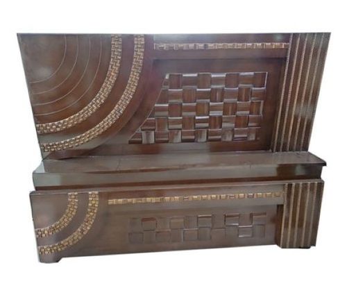 Polished Wooden Rectangular Double Bed Headboard - New, Brown Carved Design Model, Robust Weather Resistant Attributes