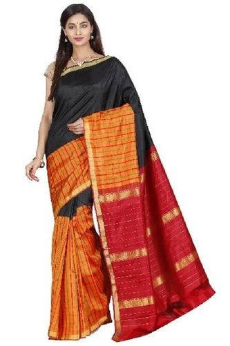 Relaxed And Breathable Multi Colors Casul Wear Skin Friendly Half Handloom Ladies Pure Silk Saree With Blouse Piece