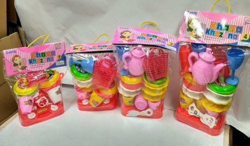 धोने योग्य सादा और मुद्रित डिजाइन प्लास्टिक खाना खज़ाना रसोई सेट खिलौने