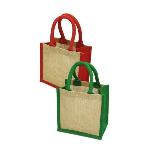 Black Easy To Carry Biodegradable Single Compartment Rope Handle Jute Shopping Bag