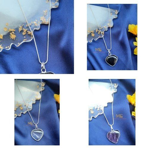 Multi Color Light Weight Natural Different Crystal Heart Stone Pendant
