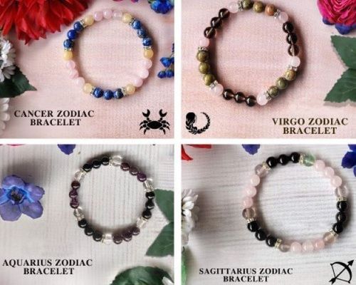 Natural Round Crystal Healing Stone Zodiac Bracelet For Healing For Jewerly