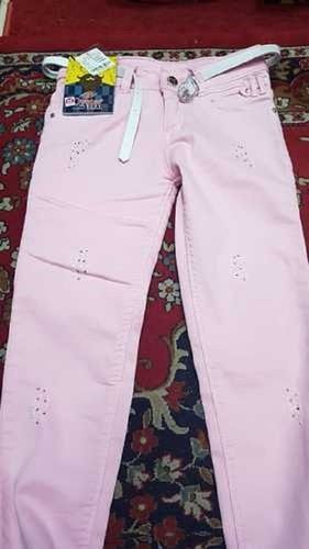 Pink Casual Wear Full Length Regular Fit Skin Friendly Highly Comfortable Girls Plain Denim Jeans Age Group: 13-15 Years