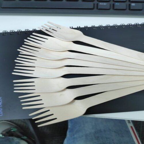 Plain Pattern White Color Eco Friendly 12 To 15 Cm Disposable Wooden Fork