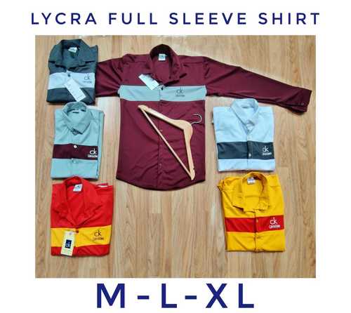 Polyester Multicolor Lycra Full Sleeve Mens Shirt, M-L-Xl Size With Button Closure Chest Size: 41 3/4