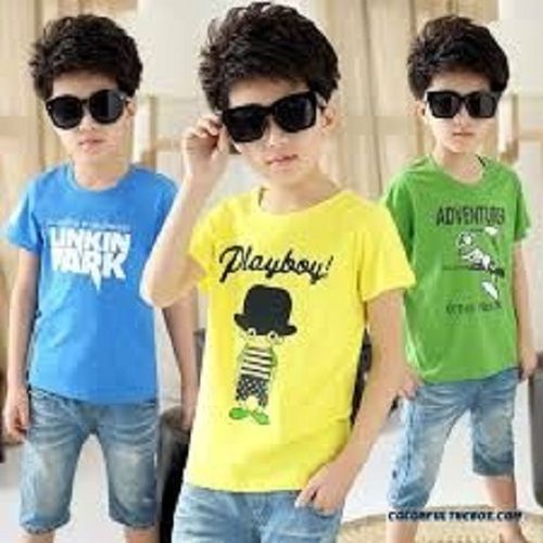 Round Neck Casual Wear Half Sleeves Regular Fit Skin Friendly Breathable And Relaxed Kids Multi Colors Cotton Printed T-Shirts Age Group: 3-16 Years