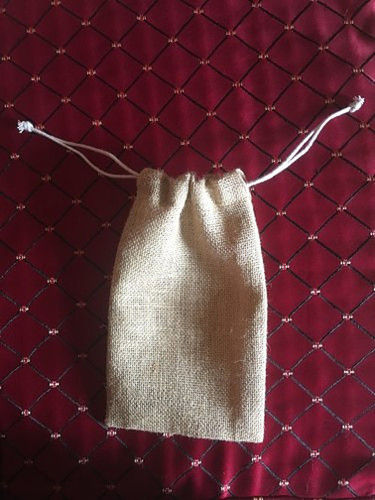 Black Skin Friendliness Tear Resistance Light Weight Rope Closure Jute Pouch Bag