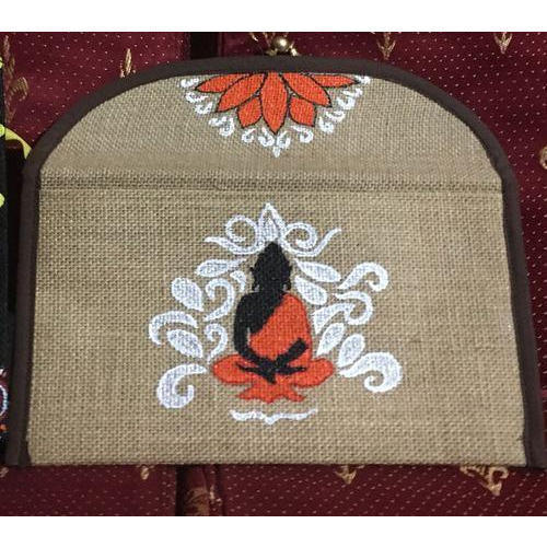 Soft Texture Colorfastness Rectangular Magnet Closure Handcrafted Jute Clutch Bag