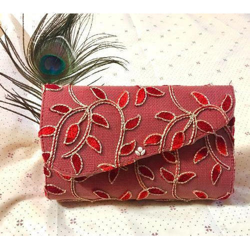 Trendy Design Skin Friendliness Rectangular Embroidery Floral Design Ladies Clutch Bag