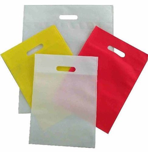 White, Yellow And Red Color D Cut Non Woven Carry Bags For Shopping
