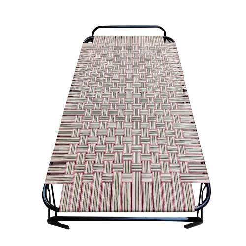 2.5X5 Feet Comfortable Iron Square Niwar Plastic Folding Single Bed - Color: Multi Color