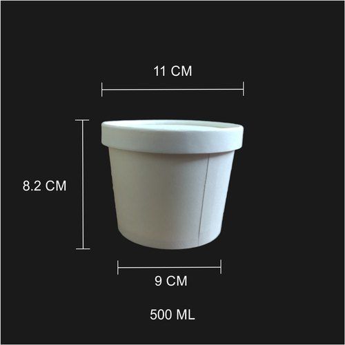 500 Ml White Color Round Shape Cup With Paper Lid Application: Serving Fast Food